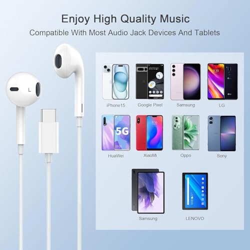 Kopfhörer USB C mit Kabe, In-Ear Earphones USBC mit Mikrofon Kompatible mit iPad Pro,Samsung Galaxy S25 S24 S23 A55 A53,Google Pixel,Huawei, Mi,Oppo
