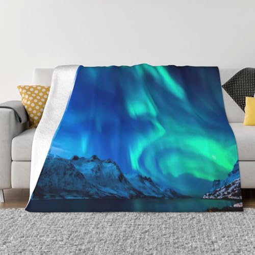 Yyoretp Manta de franela de microforro polar ultra suave con estampado de luces boreales para cama, sofá, sala de estar, viajes, para todas las estaciones