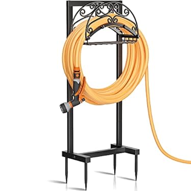 AMAZON - Gayuteay Garden Hose Holder – Upgraded Water Hose Holder Holds 150-feet Hose, Freestanding Heavy Duty Metal Hose Stand Detachable Design, Sturdy Outdoor Garden Hose Storage Rack for Outside Yard Lawn