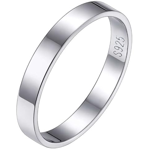 Sterling Silver Wedding Bands for Man 3mm Minimalist Dainty Couple Rings Size 6 Cover