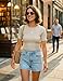 ZESICA Women's Short Sleeve Sweater Tops 2025 Summer Crewneck T Shirt Ribbed Knit Slim Fit Basic Solid Color Tee,Almond,Medium