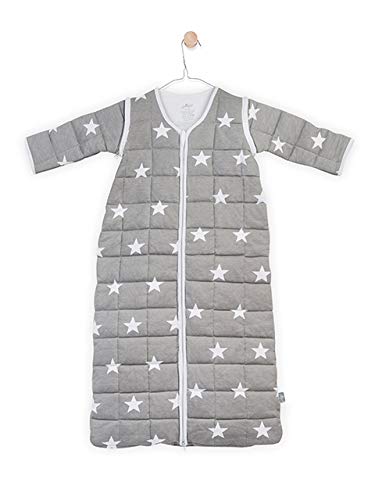 Jollein 016-542-64966 Schlafsack 4-Jahreszeite little star mit abnehmbaren Ärmeln, 110 cm, grau