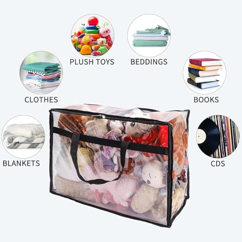 Image of Transparent Clothes Storage Bags | Plastic Saree Covers with Zipper | Ideal for Blankets, Comforters, Wardrobe Organizing (Pack of 2)
