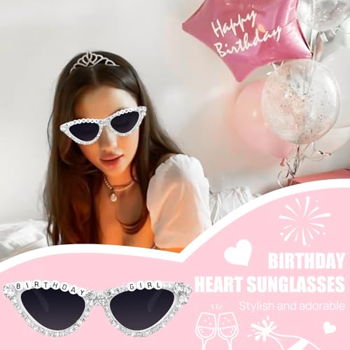JUSTOTRY Birthday Girl Sunglasses - Birthday Decorations Accessories Outfit Pink Gifts for Women2