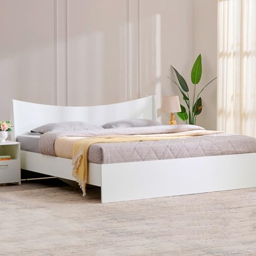 Image of Home Centre | Alton | Queen Bed Without Storage | White | 78 x 60 | 1 Year Warranty