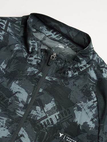 Image of TECHNOSPORT Men's Slim Fit All Over Print High Neck Jacket With TS-Flexi for Gym, Training, Winterwear