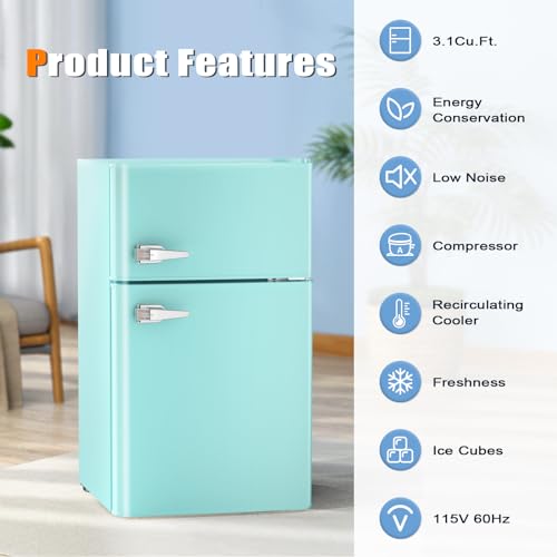 Antarctic Star F5890GREEN Compact Mini Refrigerator Separate Freezer thumb #3