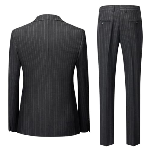 Costume à Rayures Homme Marié - Veste Double Boutonnage et Pantalon Costume - 2