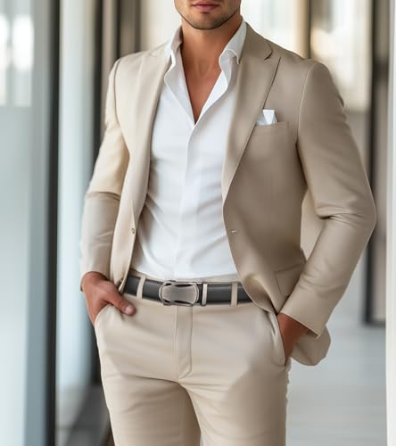 maikun Ratchet Belt Men, Click Black Leather Belt with Adjustable Automatic Buckle2