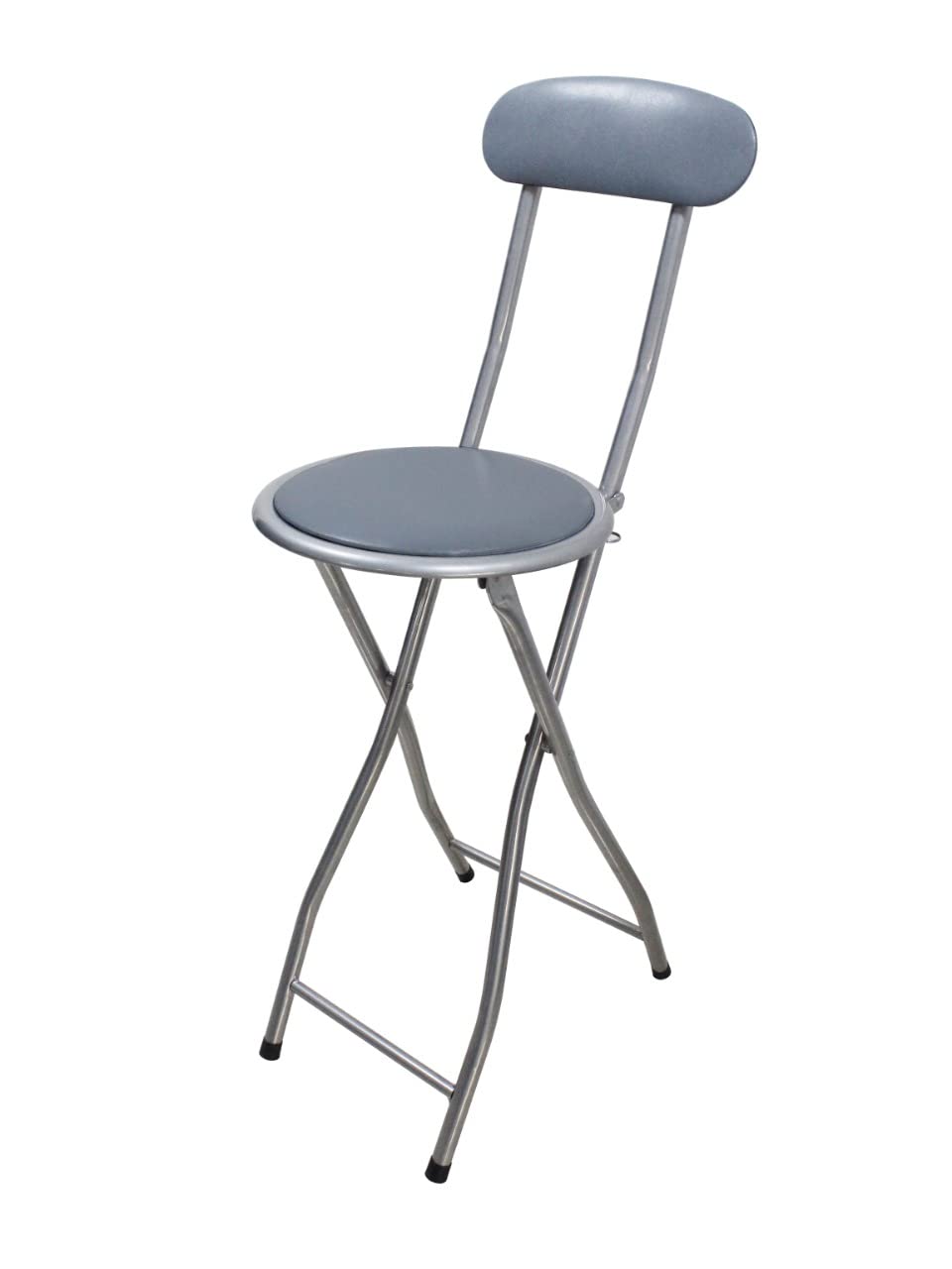 HOMION Colourful Folding Breakfast Round Padded Bar High Chair Stool Kitchen Garden Party Office Stool Seat Free Standing Caravan Camping Easy Folding Chair Bench (Grey)