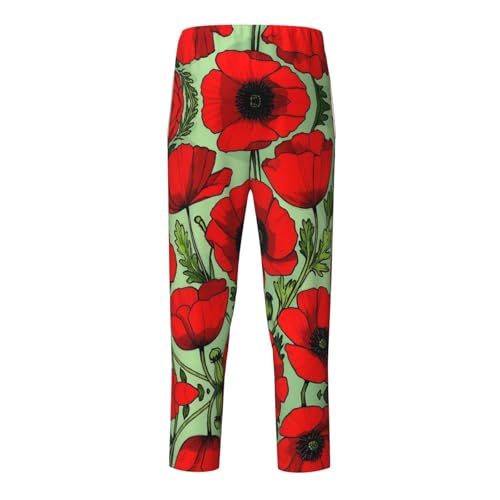 Pajama Pants Pajama Bottoms with Elastic Waistband Sleepwear Lounge Pants, Poppy Flowers2