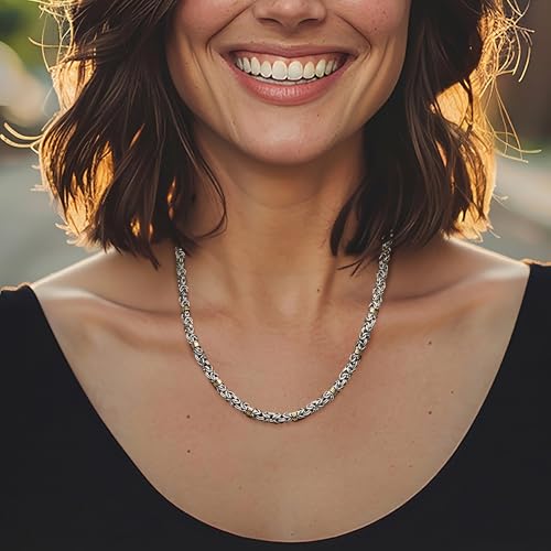 Ross-Simons Sterling Silver and 14kt Yellow Gold Byzantine Station Necklace2