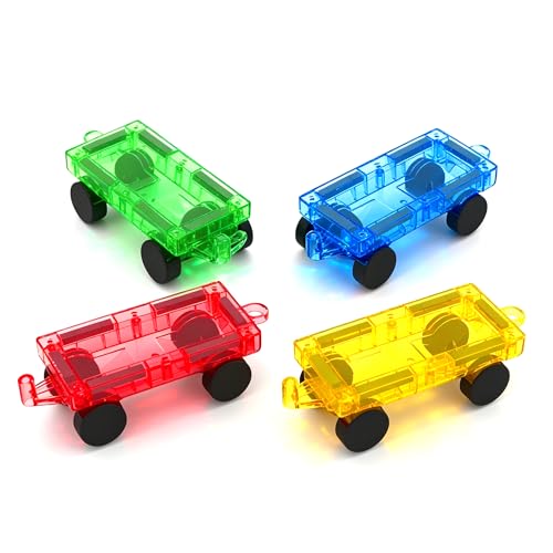 odjas 4 PCS Mini Magnetic Tiles Cars Construction Set Magnetic Car Base