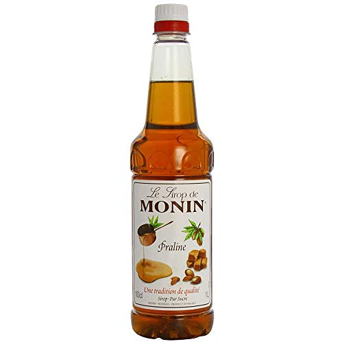MONIN Premium Praline Syrup 1L for Coffees, Frappes and Cocktails. Vegan-Friendly, Allergen-Free, 100% Natural Flavours and Colourings