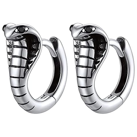 Pendientes Redondos de Serpiente Cobra Plata de Ley 925 Cover