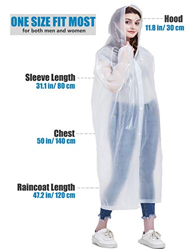 Rain Ponchos for Adults, Reusable Raincoats for Women and Men - Packable Rain Jackets with Drawstring Hood2