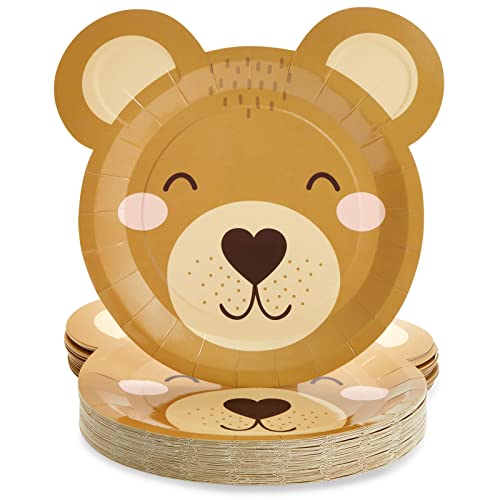 Sparkle and Bash Teddy Bear Paper Plates - 48 Pack - 11-Inch Brow...