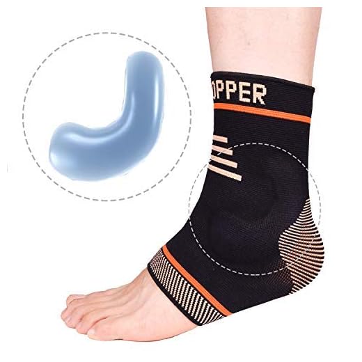 Thx4 Copper Infused Compression Ankle Brace, Silicone Ankle Sleeve Support, Pain Relief from Plantar Fasciitis, Achilles Tendonitis- Reduce Foot Swelling & Prevent Ankle Injuries (Single)