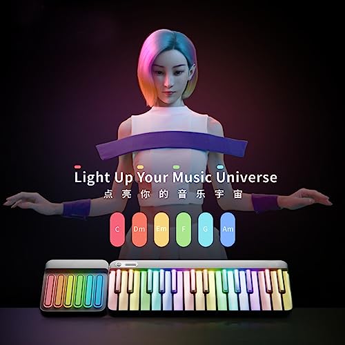 Piano électrique coloré intelligent, apparence élégante, éclairage coloré, 29 + 6 touches, programmable, débutants professionnels enfants adultes maison, clavier MIDI (Color : White) - Les Beatles, Paul McCartney, John Lennon, RIngo Starr, George Harrison Piano électrique coloré intelligent, apparence élégante, éclairage coloré, 29 + 6 touches, programmable, débutants professionnels enfants adultes maison, clavier MIDI (Color : White) – Image 3