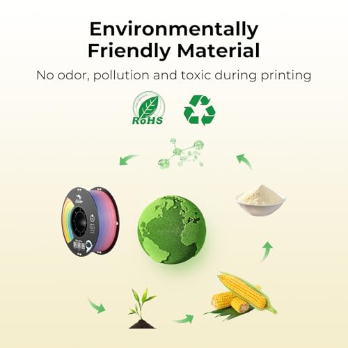 Image of Creality 3D Printer Filament 1.75mm, Rainbow PLA+ Filament No-Tangling Strong Toughness Vacuum Packaging Multi-Color 3D Printing PLA Filament Fit Most 3D Printers