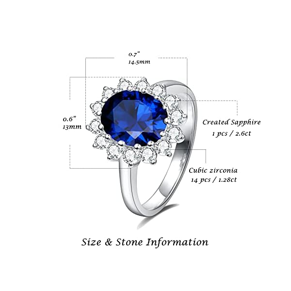 FANCIME-Birthstone-Rings-for-Women-Sterling-Silver-Created-Sapphire-Rings-Opal-Rings-Princess-Diana-Inspired-Statement-Engagement-Ring-Fine-Jewelry-for-Women-Size-56789 FANCIME Birthstone Rings for Women Sterling Silver 2.6ct Created Sapphire Rings Princess Diana Inspired Statement Engagement Ring September Birthstone Fine Jewelry for Women Size 9