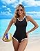 Edelqual One Piece Swimsuit Women Tummy Control Athletic Modest Full Coverage Bathing Swim Suits Color Block Swimwear Vacation Outfits Summer Fashion Clothes (Black Solid,2XL)