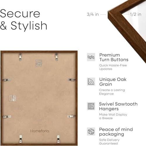 Image of Homeforia 15x18 Diploma Brown Frame, High End Dark Oak 15by18 Certificate Wood Frames with Mat 11x14, 15 x 18 Walnut Wooden Document Frame, Graduation Degree Frames, Tempered Glass, Wall Kit, Set of 2