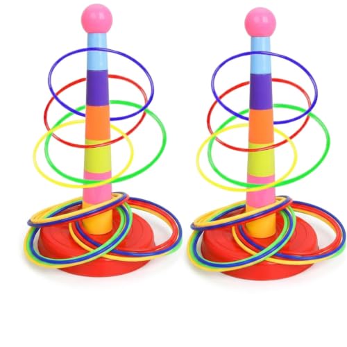 38 Pcs Ring Toss Activity Set Colourful Throwing Target Kit Indoor & Outdoor Leisure Group Game for Adults