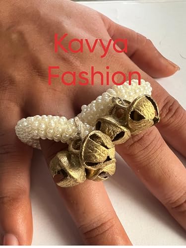 Image of Pooja Aarti Brass Ghungroo Kadi Fingers for Puja Aarti Hand Finger Clapping Ring Cymbals Pooja Bhajan Set Pair Musical Instrument - 12 Rings (Set of 12)