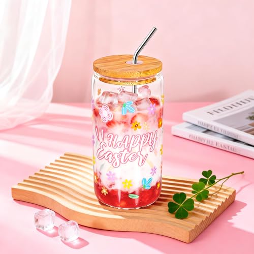 Honxicur Easter Gifts Set for Women Sister Teens Adults Stuff, Easter Basket Stuffers with 16oz Glass Cup, Scented Candles, Headband & Socks, Self Care Gifts for Women - Image 3