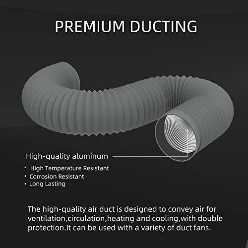 Ventifan 4Inch Dryer Vent Hose Flexible Aluminum Foil Air Ducting For Hvac Ventilation Fan,Grey(4In 8Ft) #TOP2