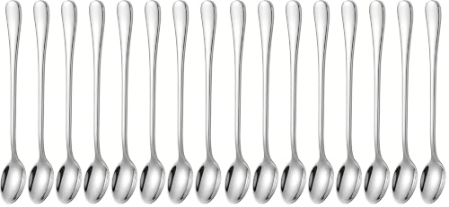 Image of Long Handle Iced Tea Spoons, 7.9 inch 18 /10 Stainless Steel Cocktail Stirring Spoons with Thickened Ergonomic Handle, Tall Coffee & Latte Stirrers, Dessert Spoon Set, Dishwasher Safe 8-Piece (Pack of 2)