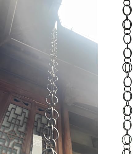 Aluminum Rain Chain for Gutters - Decorative Downspout Diverter with Bells - Efficient Water Management Solution for Outdoor Gardens and Patios
