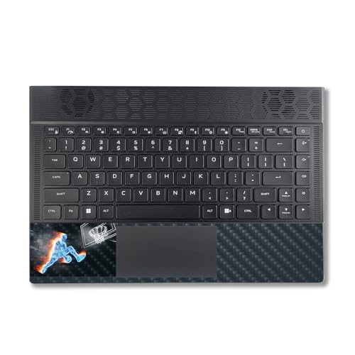 Image of MightySkins Carbon Fiber Skin Compatible with Alienware X14 R2 (2023) Full Wrap Kit - Glow Basketball | Protective, Durable Textured Carbon Fiber Finish | Easy to Apply | Made in The USA