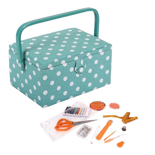 Hobby Gift Medium Sewing Box Organiser with Handle, Cotton Basket Sewing Storage Box