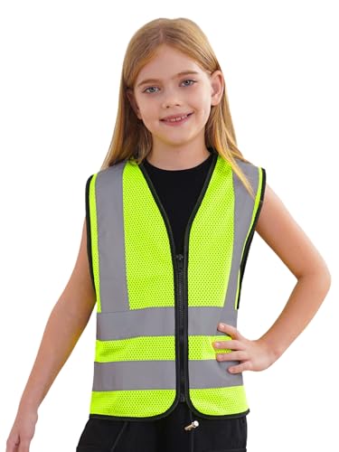 Freebily Gilet Alta Visibilità per Bambino e Bambina Giubbino di Sicurezza Giubbotti Catarifrangenti Giacca da Lavoro...