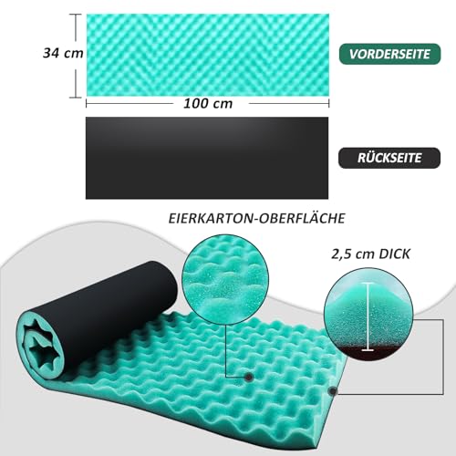 BXI Double isolation phonique, 100 x 34 x 2,5 cm, en mousse acoustique, pour chauffage, ventilation, climatisation, tuyaux, murs, machines – vue 2