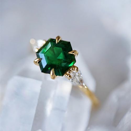 Fashion Geometric Green CZ Proposal Ring Lady Luxury Engagement Jewelry3