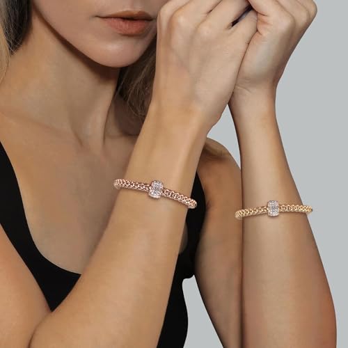 Stretch Bracelets for Women Gold/Silver/Rose Gold Elastic Bracelet Set for Women 3 PCS Stackable Bracelets Elastic Multilayer Charm Bracelet Birthday Gifts for Women3