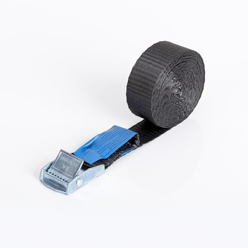 Spanngurt mit Klemmschloss Klemmschlossgurt 25 mm Breit 250 daN Belastbarkeit Extra Lang für Pool und Zelt (Schwarz 15 Meter)