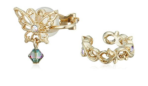 Amazon | [アナスイ] 蝶モチーフ イヤークリップ 唐草モチーフ