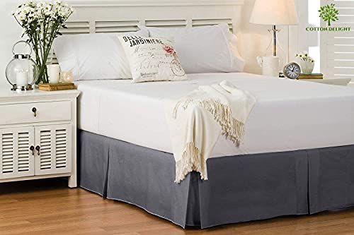 Cotton Delight Bed Skirt Queen Size 100% Natural Cotton 800 Thread Count Premium Tailored Fit 1pc Bedskirt Queen Size 12" Drop Length Grey Solid