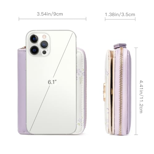 Image of GAEKEAO Small Wallet for Women RFID Blocking Vegan Leather Floral Ladies Purse Bifold Compact Card Holder with Zipper Pocket