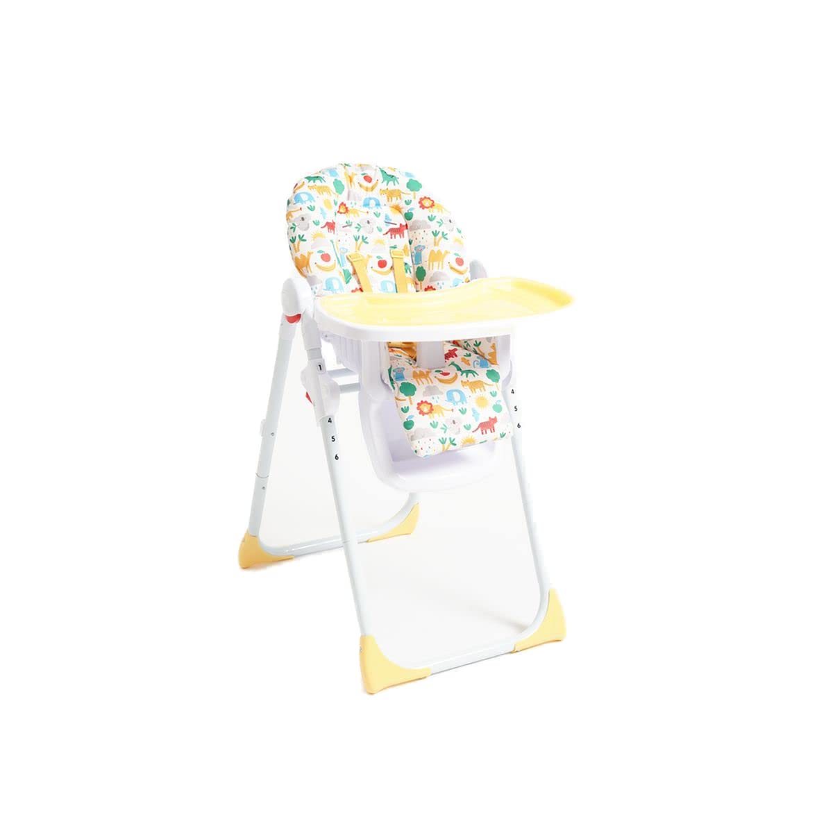 Mothercare High Chair By Fratelli Deep, padded, reclining seat with a  5-point harness with crotch post Six height positions |3-position tray 