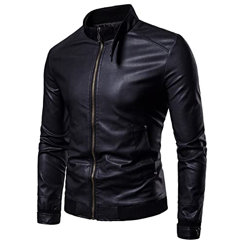 Veste en cuir homme contre le froid blouson chaud XXL confortable