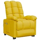 vidaXL Sillón Reclinable de Masaje Asiento Sofá Terraza Salón Parque Balcón Patio Cama Hogar Almacenamiento Eléctrico de Tela Amarillo