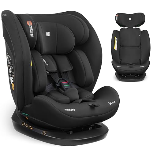 KikkaBoo Silla Coche Bebé sin ISOFIX i-EXPLORE 2, Grupo 0 1 2 3, i-Size 40-150 cm, Reclinable, 0-12 Años, Reposacabezas 14 Posiciones, Cojín y Arnés 5 Puntos, Negro