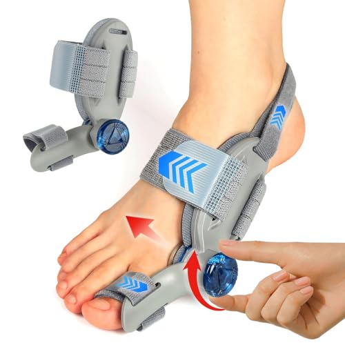 beseloa Hallux Valgus Korrektur, 90° Verstellbarer Orthopädischer Knopf für Links Rechts Fuß, orthopädische Ballenzeh-Schiene mit Geradehalter für Zehenausrichtung