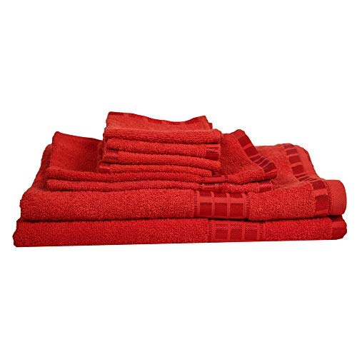 Serviette de bain set rouge de qualité supérieure en pur coton Act-082