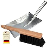 ToolSpace Handfeger und Schaufel Kehrschaufel Set mit Stiel verzinkter Stahl Kehrblech und Handbesen Metall Kehrgarnitur Holz Handbesen Schaufel Kehrschaufel Metall Schaufel- & Besensets Außen/Innen